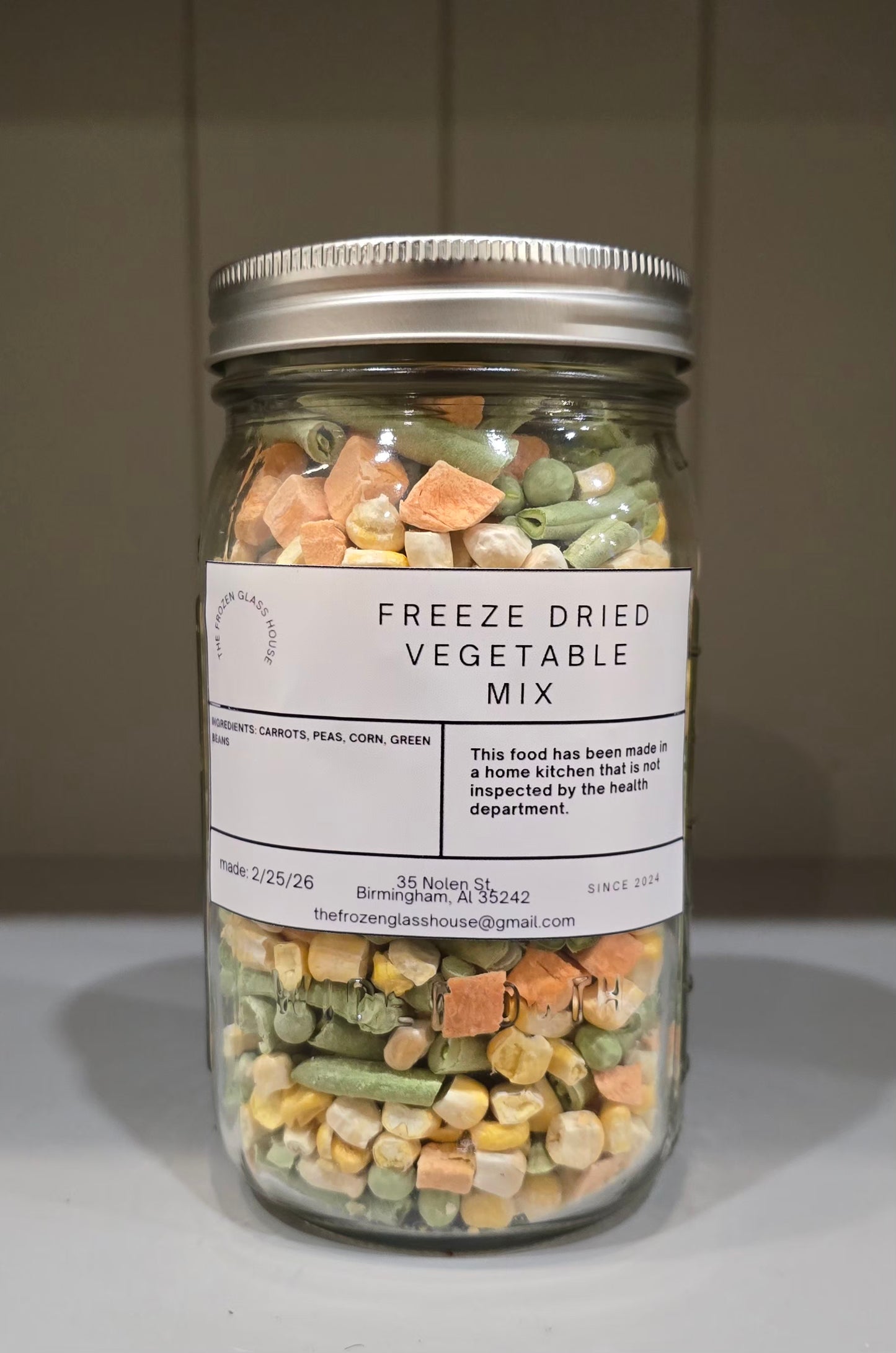 Freeze Dried Vegetable Mix 32oz jar