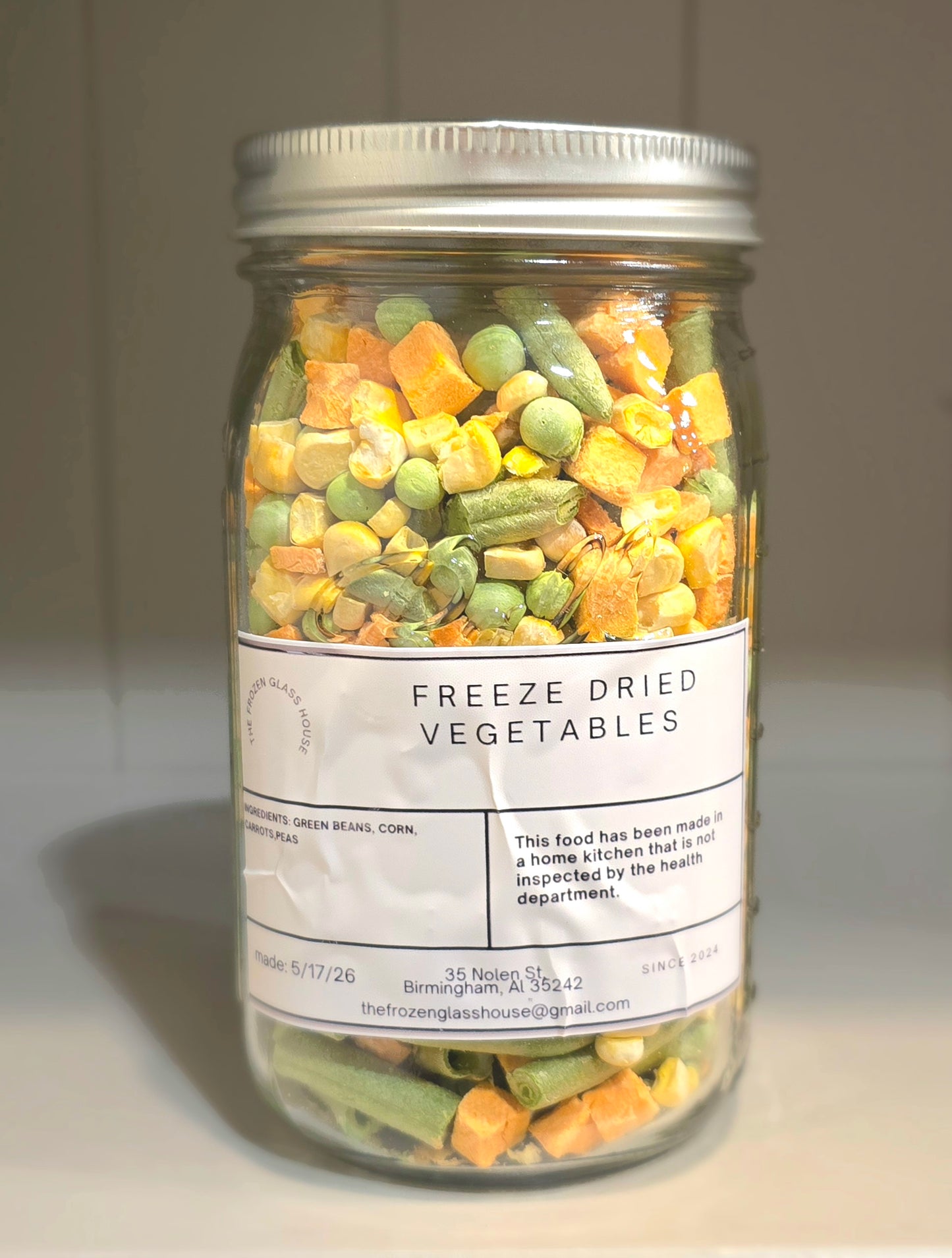 Freeze Dried vegetables in a 32oz jar