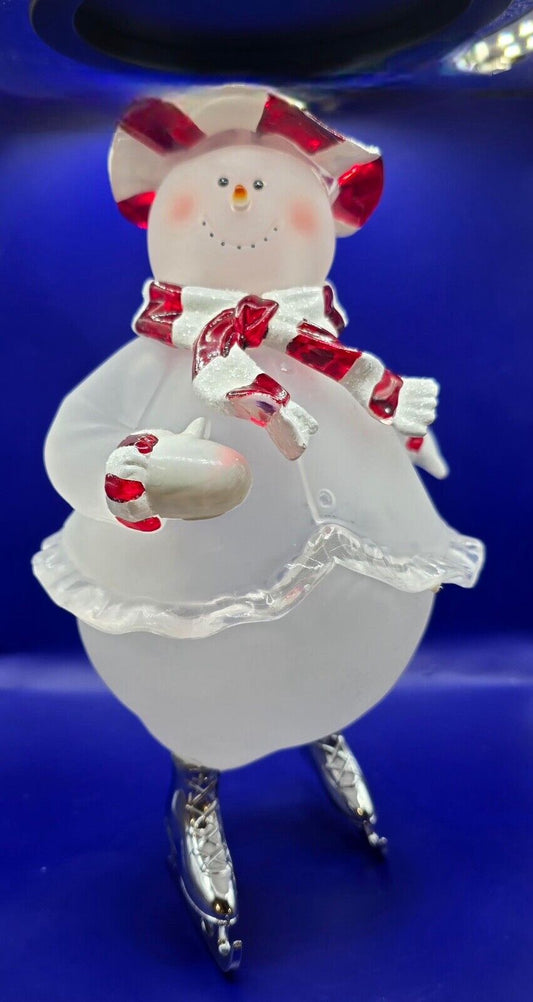 vintage ice skating snowman figurine 9 in tall