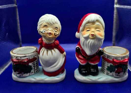 Little Luvkins Mr And Mrs Santa Claus Christmas Holiday Candle Holders