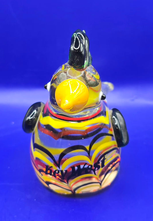 glass handmade key west chicken 4in tall 5 in long