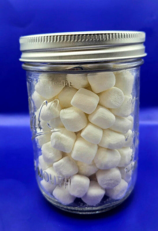 freeze dried marshmellows in a 16oz wide mouth mason jar