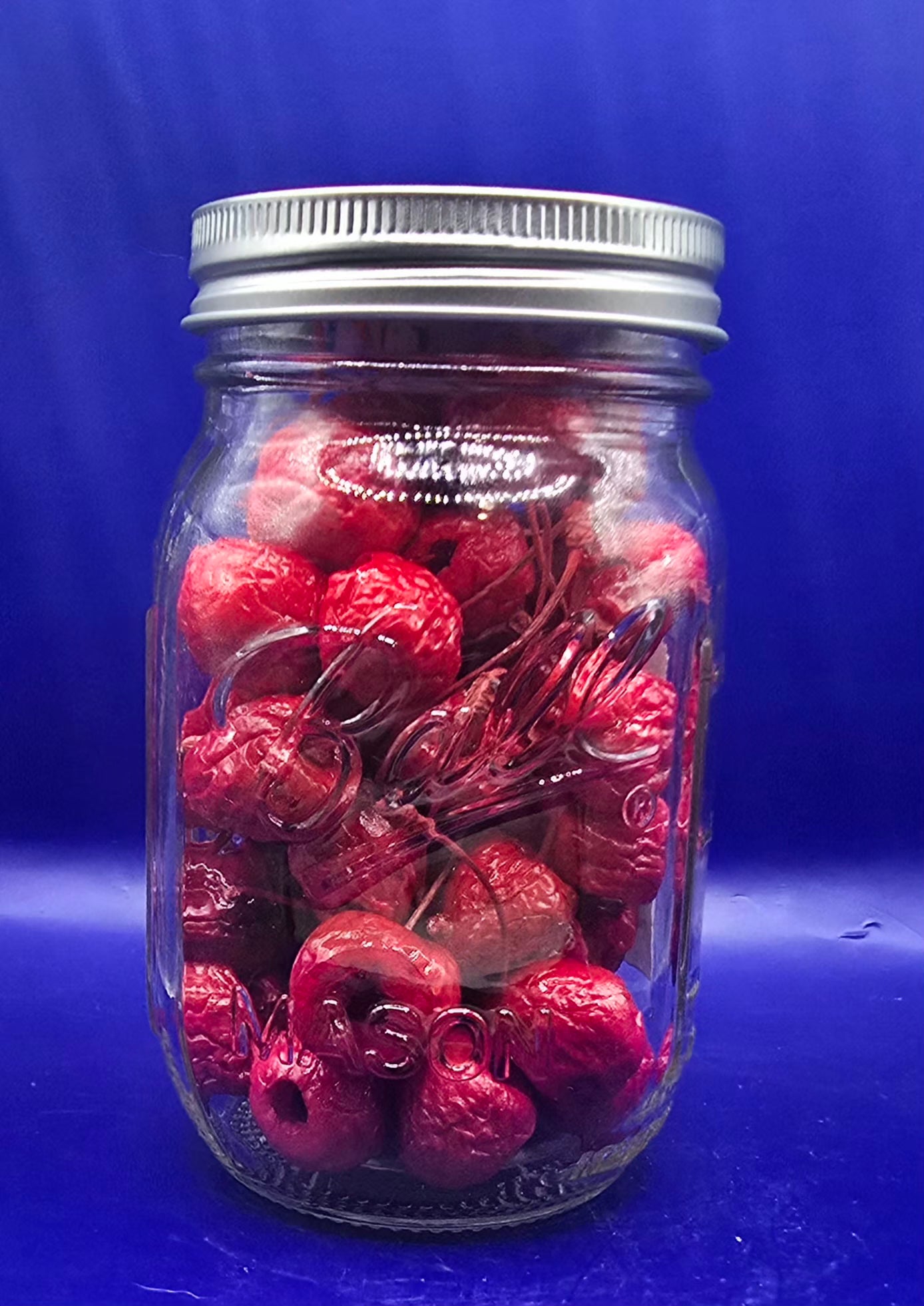 Freeze dried Maraschino Cherry with the stem 16oz jar