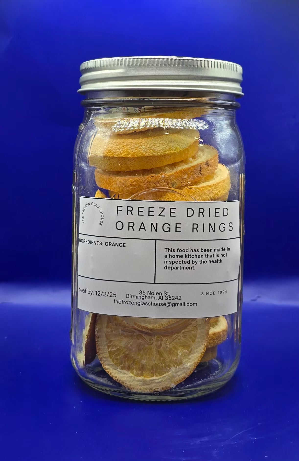 Freeze dried orange rings 32oz jar