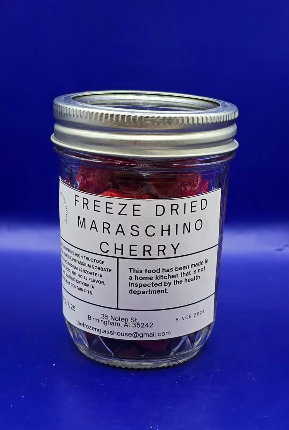 Freeze dried Maraschino Cherrys 8oz jar