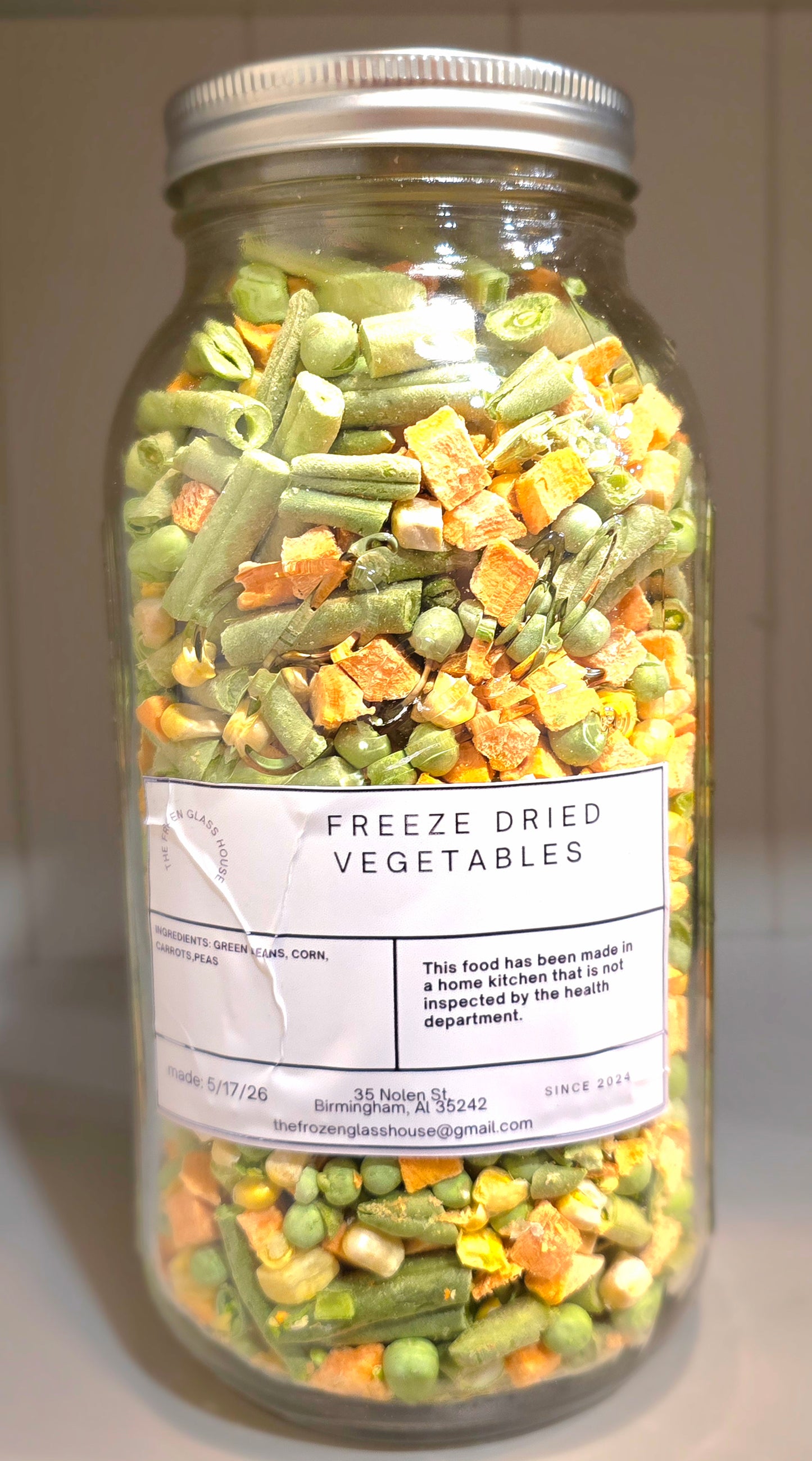 Freeze Dried vegetables 64oz jar