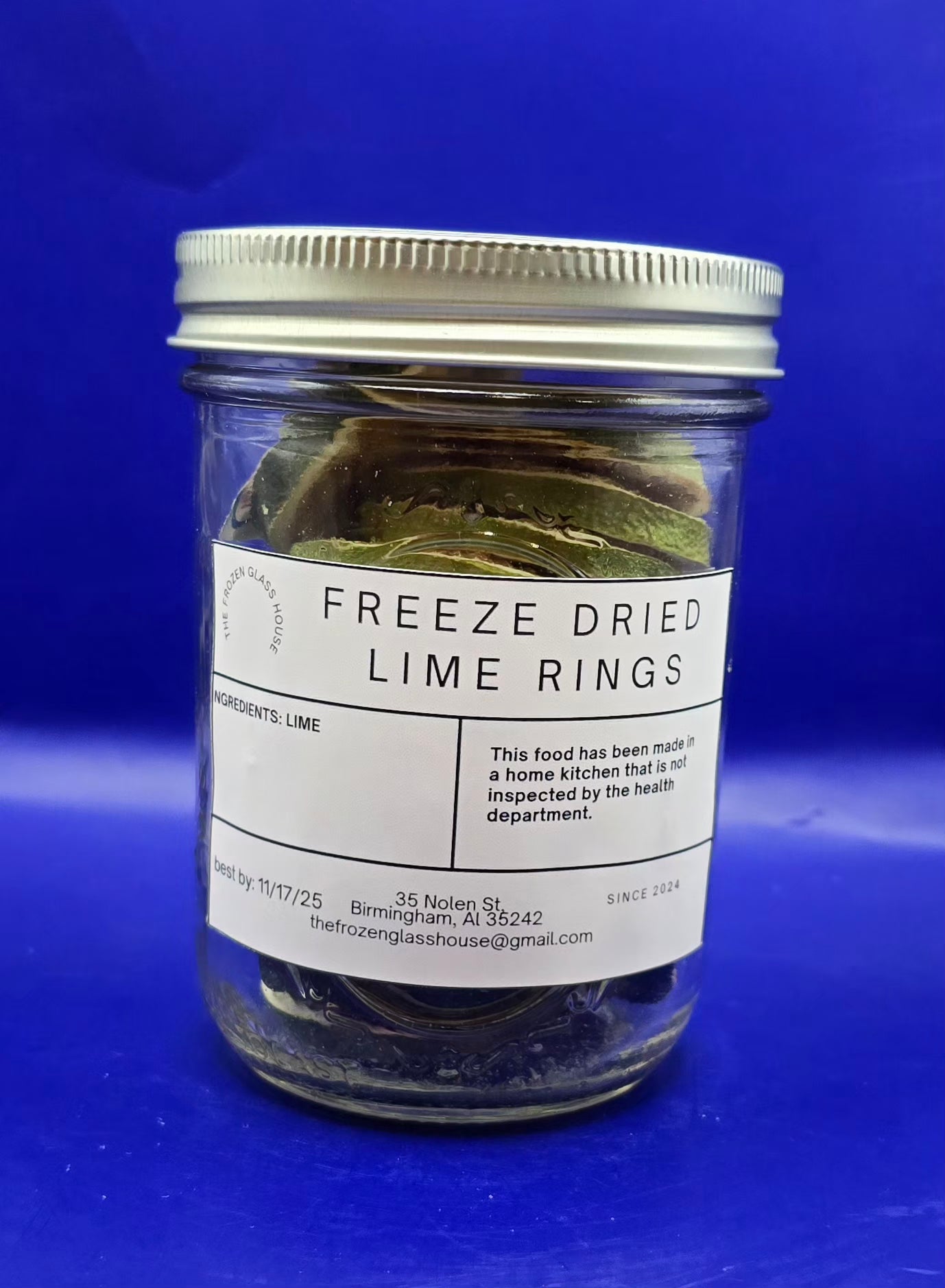 Freeze dried lime rings 16oz jar