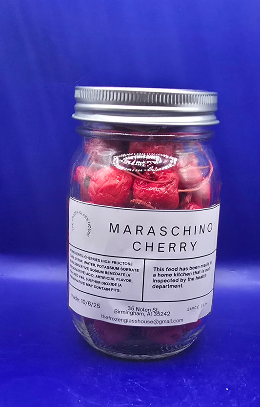 Freeze dried Maraschino Cherry with the stem 16oz jar