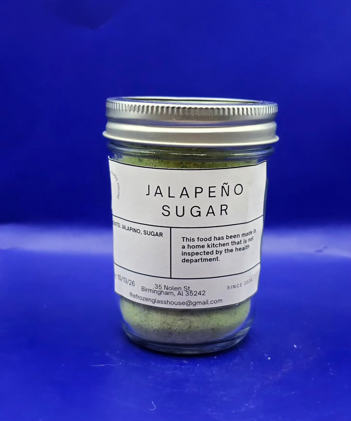 Freeze dried Jalapeno and sugar 8oz jar