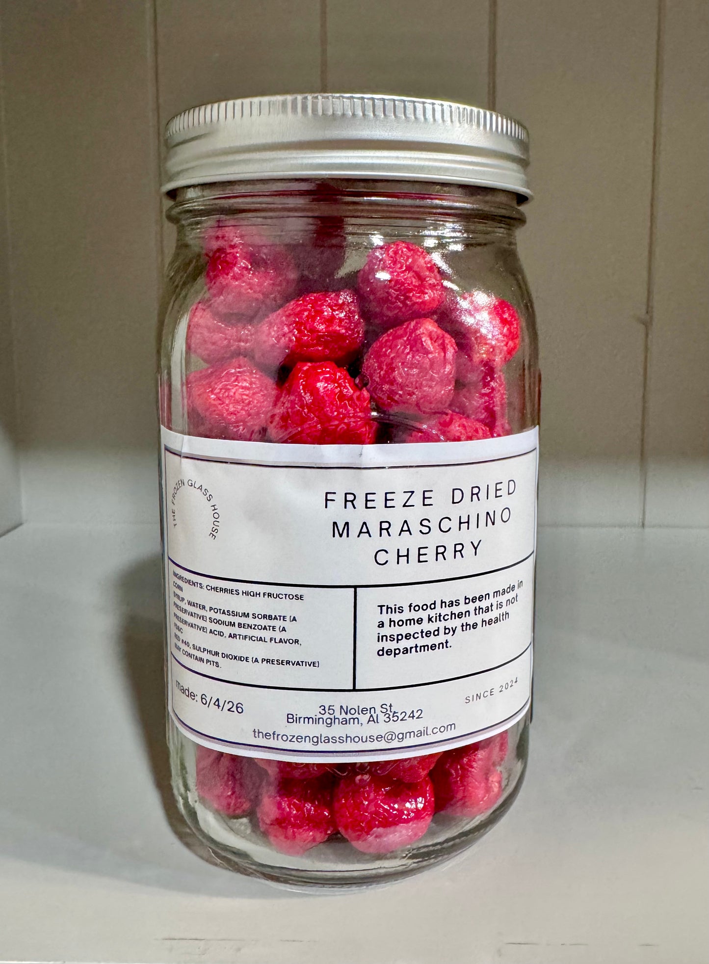 Freeze Dried Maraschino Cherrys 32oz jar