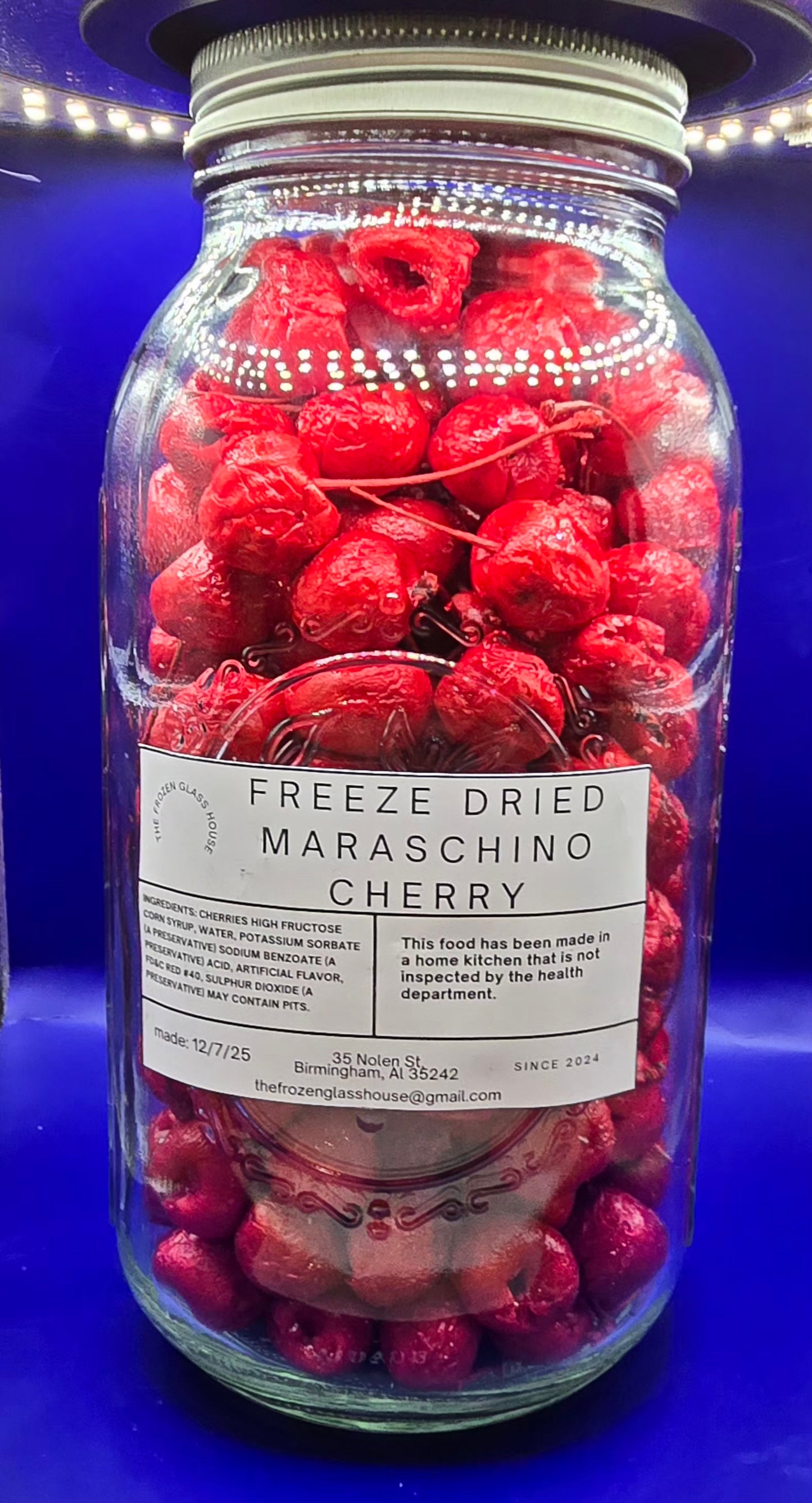 Freeze dried Maraschino Cherrys 64oz jar