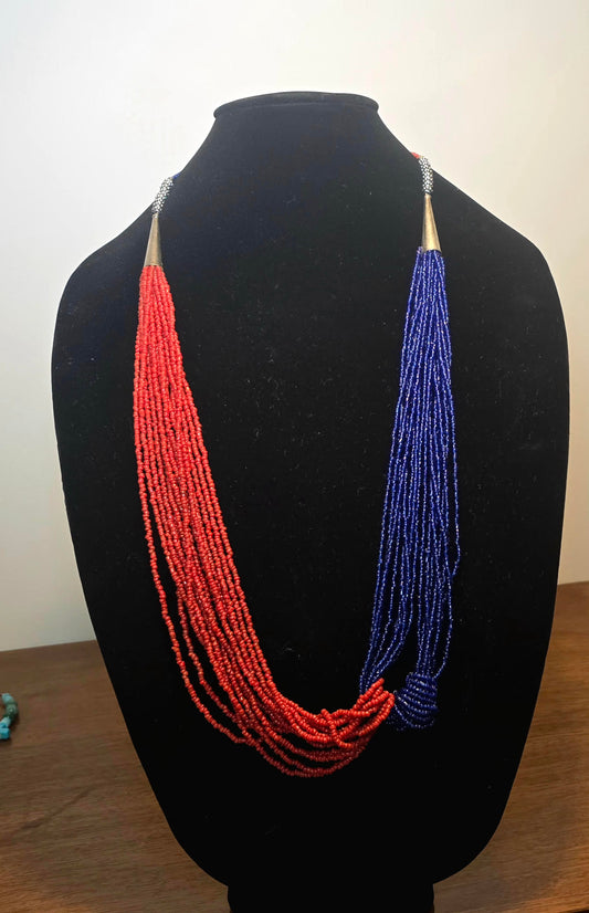 New Mexico neckless long with red and blue beads