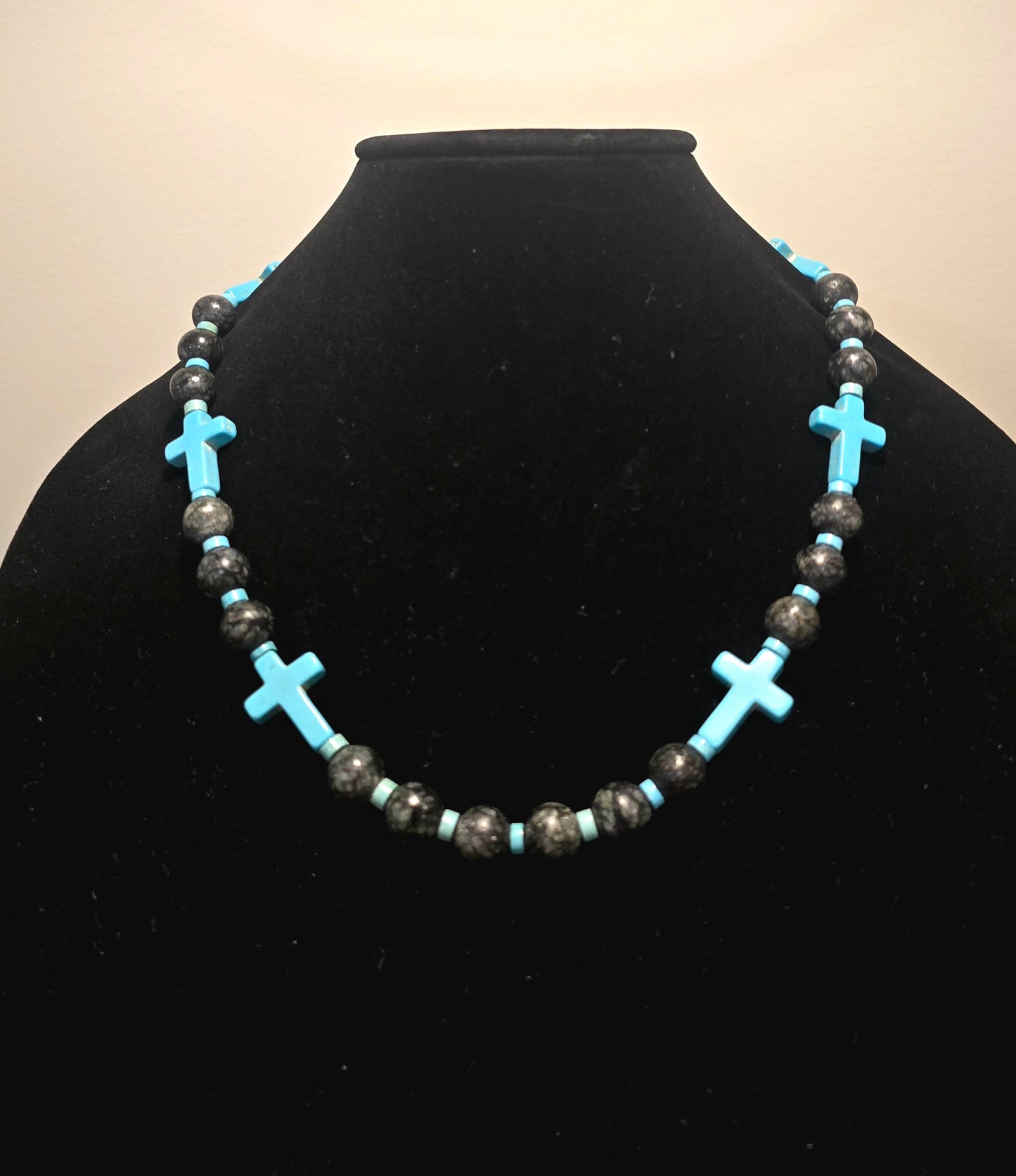 New Mexico necklace medium length with turquoise crosses